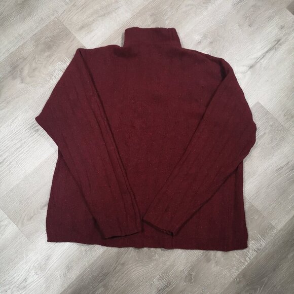 J. Ashford Men's Size XL Burgundy 1/4 Zip Made in Italy Wool Blend Sweater - Picture 2 of 8